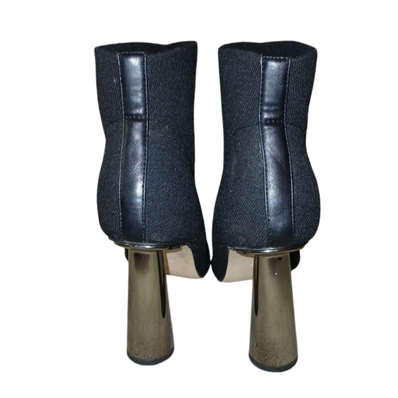 BCBG Black Sock Boot Silver Flared Heels size 9.5 - Picture 7 of 11